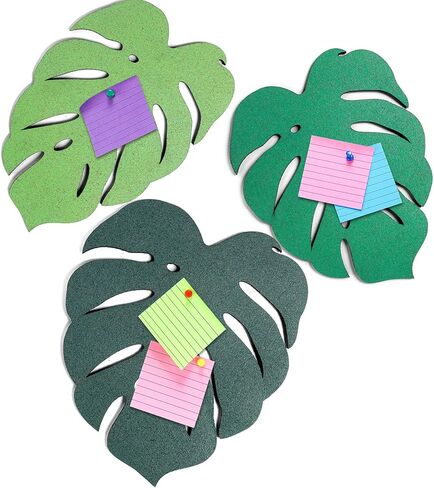 3 Pcs Monstera Leaf Cork Board Set Wall Self Adhesive Bulletin Board Decorative Accessories Cute Self Adhesive Creative Event Decoration for Xmas Home Office Decorative Display, 3 Size in Saudi Arabia