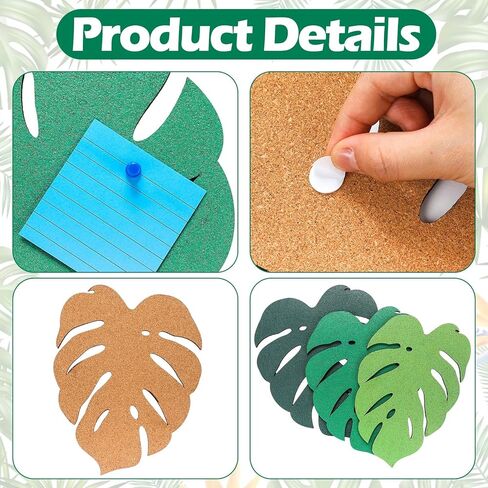 3 Pcs Monstera Leaf Cork Board Set Wall Self Adhesive Bulletin Board Decorative Accessories Cute Self Adhesive Creative Event Decoration for Xmas Home Office Decorative Display, 3 Size in Saudi Arabia