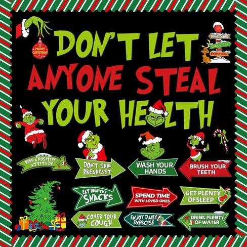Christmas Bulletin Board Decorations, Red Green Holiday Bulletin Board Set for Xmas Classroom Decor, Funny Cartoon Theme Merry Christmas Decorations for Office in Saudi Arabia