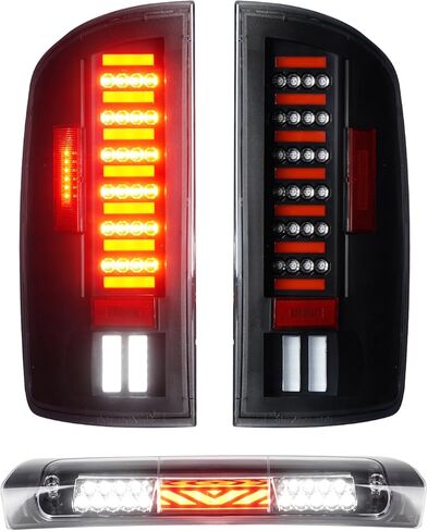 Tail Lights Pair Fit for Dodge RAM 1500 2002-2006, for Dodge RAM 2500 3500 2003-2006 Pickup LED Tube Rear Brake Lamp Taillights Assembly, Chrome Housing Smoked Lens in Saudi Arabia