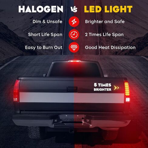 Tail Lights Pair Fit for Dodge RAM 1500 2002-2006, for Dodge RAM 2500 3500 2003-2006 Pickup LED Tube Rear Brake Lamp Taillights Assembly, Chrome Housing Smoked Lens in Saudi Arabia