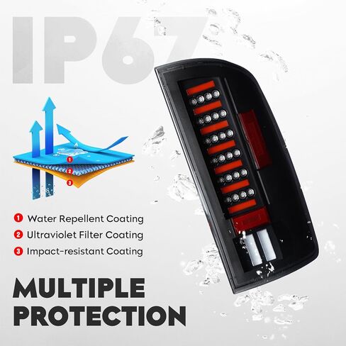 Tail Lights Pair Fit for Dodge RAM 1500 2002-2006, for Dodge RAM 2500 3500 2003-2006 Pickup LED Tube Rear Brake Lamp Taillights Assembly, Chrome Housing Smoked Lens in Saudi Arabia