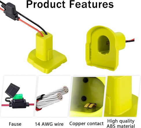Power Wheel Adapter for Milwaukee M12 12V Battery with Fuse & Wire terminals, Power Connector 14 Gauge Robotic for Rc Car, Robotics, Rc Truck,DIY use, Work for Milwaukee M12 48-11-2420 48-11-2411 in Saudi Arabia