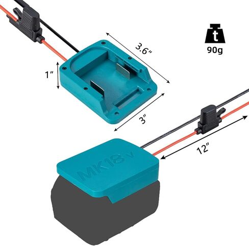 Power Wheel Adapter for Milwaukee M12 12V Battery with Fuse & Wire terminals, Power Connector 14 Gauge Robotic for Rc Car, Robotics, Rc Truck,DIY use, Work for Milwaukee M12 48-11-2420 48-11-2411 in Saudi Arabia