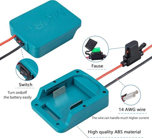 Power Wheel Adapter for Milwaukee M12 12V Battery with Fuse & Wire terminals, Power Connector 14 Gauge Robotic for Rc Car, Robotics, Rc Truck,DIY use, Work for Milwaukee M12 48-11-2420 48-11-2411 in Saudi Arabia