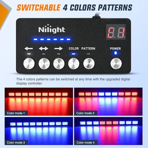 Nilight 162 LED مستشار المرور ستروب ضوء بار 2 في 1 العنبر الأزرق أضواء تحذير الطوارئ مع وحدة تحكم 4 ألوان قابلة للتحويل 36 نمط فلاش للشاحنات والسيارات ومركبات البناء المحراث in Saudi Arabia