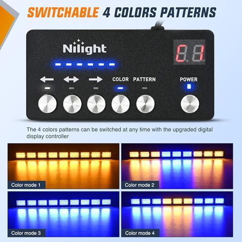 Nilight 162 LED مستشار المرور ستروب ضوء بار 2 في 1 العنبر الأزرق أضواء تحذير الطوارئ مع وحدة تحكم 4 ألوان قابلة للتحويل 36 نمط فلاش للشاحنات والسيارات ومركبات البناء المحراث in Saudi Arabia