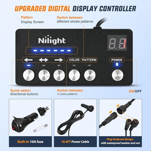 Nilight 162 LED مستشار المرور ستروب ضوء بار 2 في 1 العنبر الأزرق أضواء تحذير الطوارئ مع وحدة تحكم 4 ألوان قابلة للتحويل 36 نمط فلاش للشاحنات والسيارات ومركبات البناء المحراث in Saudi Arabia