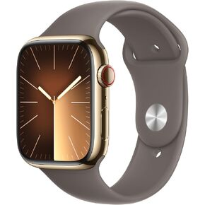 Apple Watch Series 9 [GPS + Cellular 41mm] Smartwatch with Silver Stainless Steel Case with Storm Blue Sport Band M/L. Fitness Tracker, Blood Oxygen & ECG Apps, Always-On Retina Display in Kuwait