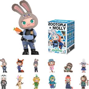 شخصيات صندوق عمياء من سلسلة POP MART Molly × Zootopia ذات العلامة التجارية المشتركة، ألعاب قابلة للتجميع، ديكورات منزلية، هدايا عيد ميلاد للعطلات للفتيات والفتيان، صندوق واحد in Kuwait