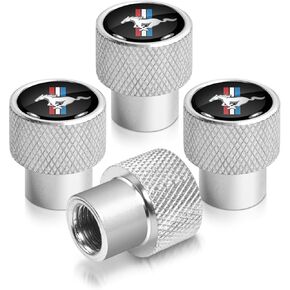 صورة iPick لسيارة Ford Mustang Tri-Bar باللون الأسود على أغطية جذعية لصمام الإطارات من الألومنيوم سهلة الإمساك باللون الفضي in Kuwait