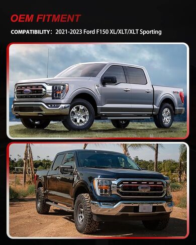 MODIPIM 5 قطع من مصابيح الشبكة الأمامية LED باللون الأحمر لسيارة Ford F150 XL/XLT/XLT Sporting 2021-2023 مجموعة إضاءة الجري بعدسات مدخنة مع مجموعة أسلاك in Kuwait