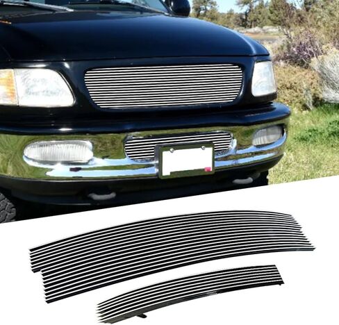 Polished Upper Bumper Billet Grille Fits 1997-1998 Ford Expedition/F-150 4WD Bar Replacemnt Billet Grille Combo in Saudi Arabia