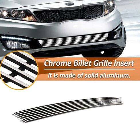 Fits Kia Optima 2011 2012 2013 LX EX Main Upper Lower Bumper Aluminum Chrome Billet Grille Insert Grill Combo(Upper+Bumper) in Saudi Arabia