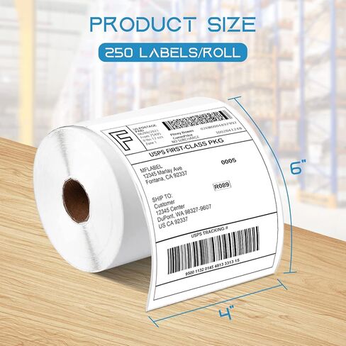 MFLABEL® 6 Rolls Dymo 1744907 Compatible Thermal Shipping Postage Label for 4XL Plus 24pcs Fragile Stickers in Kuwait