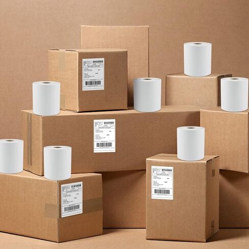 MFLABEL® 6 Rolls Dymo 1744907 Compatible Thermal Shipping Postage Label for 4XL Plus 24pcs Fragile Stickers in Kuwait