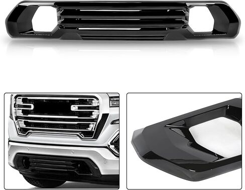 مصد شبكة الشواية الأمامية السفلية من Partsflow جميع الكروم لـ 2019-2022 GMC Sierra 1500 AT4 Denali style 84176747 in Kuwait