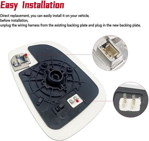 زجاج مرآة جانبية للسائق الأيسر مناسب لسيارة Mazda CX5 CX-5 2017-2023، Mazda CX9 CX-9 2016-2023-دعم اللوحة الخلفية، تسخين كهربائي، رؤية النقطة العمياء in Kuwait