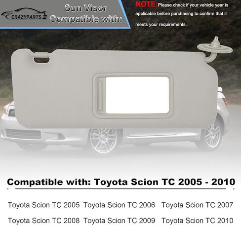 حاجب الشمس من جانب الركاب متوافق مع Toyota Scion TC 2005-2010 Sun Shade بدون استبدال الضوء 7431021150B0 اللون رمادي in Kuwait