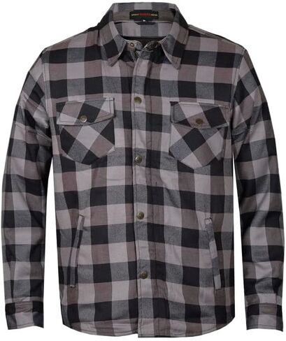 قميص حماية Powersports للرجال - قميص ركوب من الفلانيل منقوش باللونين الأسود والأبيض مع درع CE in Kuwait