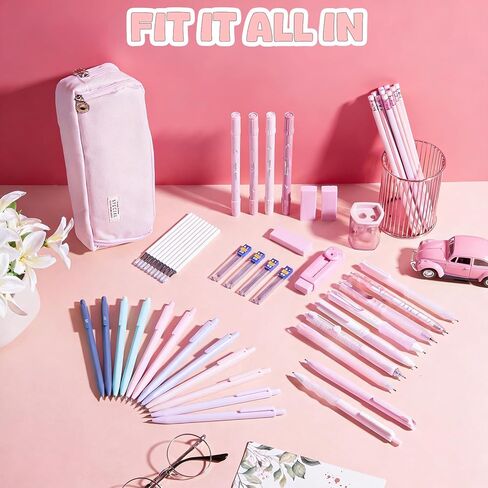 56 قطعة من اللوازم الجمالية مع مقلمة ذات سعة كبيرة وأقلام حبر جاف وأقلام تحديد وأقلام رصاص ميكانيكية وممحاة ومبراة لمكتب الكتابة الثابتة in Kuwait