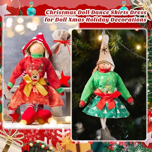 Soulchen 18 Pcs Christmas Doll Clothes Christmas Doll Accessories Outfit Dress Sweater Skirts Knitted Clothing with Santa Xmas Tree Elk Snowman Print for Holiday Xmas Gift in Saudi Arabia