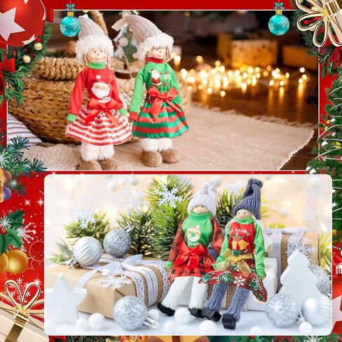 Soulchen 18 Pcs Christmas Doll Clothes Christmas Doll Accessories Outfit Dress Sweater Skirts Knitted Clothing with Santa Xmas Tree Elk Snowman Print for Holiday Xmas Gift in Saudi Arabia