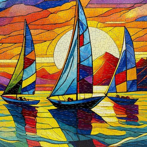 أحجية الصور المقطوعة 500 قطعة من Springbok's Sunset Sailing للبالغين - قطع فريدة من نوعها - صنع في الولايات المتحدة الأمريكية in Saudi Arabia