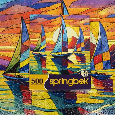 أحجية الصور المقطوعة 500 قطعة من Springbok's Sunset Sailing للبالغين - قطع فريدة من نوعها - صنع في الولايات المتحدة الأمريكية in Saudi Arabia
