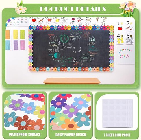 FOBSME 75.6 Feet Flower Bulletin Board Borders Colorful Flower Die-Cut Bulletin Board Trim Boho Floral Classroom Decorations for Chalkboard Blackboard Back to School Spring Summer Party Supplies in Kuwait