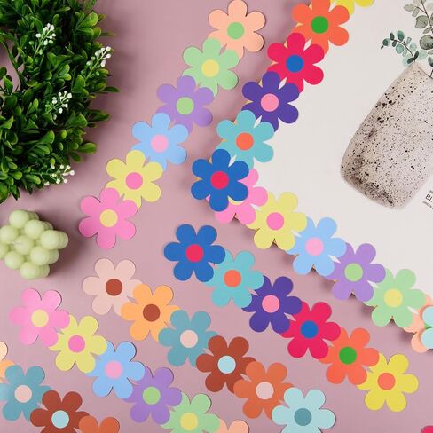 FOBSME 75.6 Feet Flower Bulletin Board Borders Colorful Flower Die-Cut Bulletin Board Trim Boho Floral Classroom Decorations for Chalkboard Blackboard Back to School Spring Summer Party Supplies in Kuwait