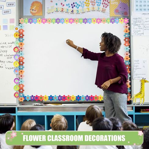 FOBSME 75.6 Feet Flower Bulletin Board Borders Colorful Flower Die-Cut Bulletin Board Trim Boho Floral Classroom Decorations for Chalkboard Blackboard Back to School Spring Summer Party Supplies in Kuwait