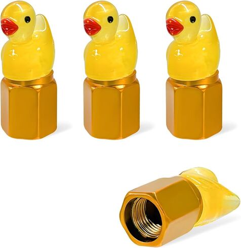 4 PCS Cute Duck Tire Valve Caps, Glow-in-The-Dark Duckling Valve Stem Covers Replacement, Interesting & Practical Duck Air Cap Tire Decoration for Car Bicycle Motorcycle Truck (Black) in Saudi Arabia
