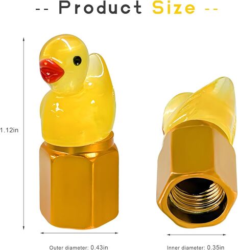 4 PCS Cute Duck Tire Valve Caps, Glow-in-The-Dark Duckling Valve Stem Covers Replacement, Interesting & Practical Duck Air Cap Tire Decoration for Car Bicycle Motorcycle Truck (Black) in Saudi Arabia