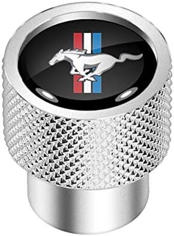 صورة iPick لسيارة Ford Mustang Tri-Bar باللون الأسود على أغطية جذعية لصمام الإطارات من الألومنيوم سهلة الإمساك باللون الفضي in Kuwait