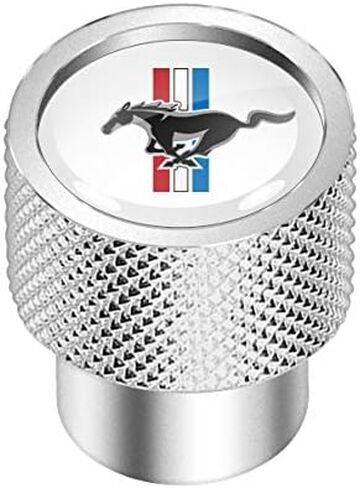 صورة iPick لسيارة Ford Mustang Tri-Bar باللون الأسود على أغطية جذعية لصمام الإطارات من الألومنيوم سهلة الإمساك باللون الفضي in Kuwait