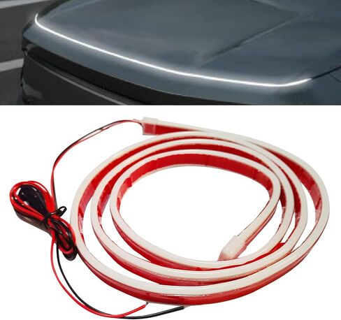 1 Pcs Car Led Hood Light Strip Flexible Waterproof Through-Type Gap Light Guide Strip Center Grille Led Light Strip Scanning Lights for Car, SUV,Truck (70 Inches White) in Saudi Arabia