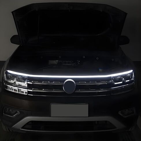 1 Pcs Car Led Hood Light Strip Flexible Waterproof Through-Type Gap Light Guide Strip Center Grille Led Light Strip Scanning Lights for Car, SUV,Truck (70 Inches White) in Saudi Arabia