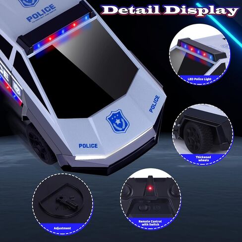 سيارة تحكم عن بعد، لعبة سيارة شرطة مع أضواء LED وجهاز تحكم عن بعد 2.4 جيجا هرتز للأولاد لعبة شاحنة RC للأولاد من سن 4-7 و8-12 in Kuwait