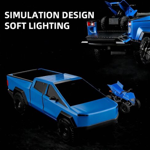 1/32 Pickup Truck Toy car 3-in-1 Travel RV Set with Metal Pickup, Removable Camper & Off-Road Motorcycle Cool Sound & Light Effects,Christmas Birthday Gift (Silver) in Saudi Arabia