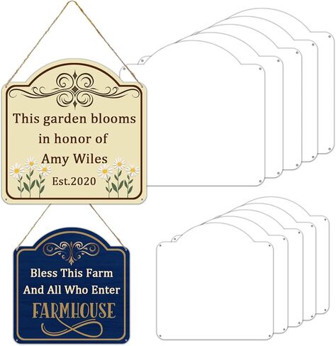 Leafcraft 6 حزمة 10 بوصة التسامي المعادن علامة الباب شماعات عنوان لوحة الفراغات الألومنيوم مزدوجة الجانب للطباعة الجدار شنقا زخرفة للصحافة الحرارة، DIY الحرفية، ديكور علامة مخصصة (قوس مربع) in Kuwait