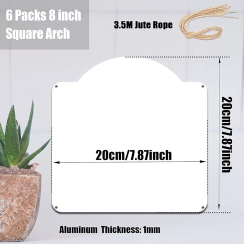 Leafcraft 6 حزمة 10 بوصة التسامي المعادن علامة الباب شماعات عنوان لوحة الفراغات الألومنيوم مزدوجة الجانب للطباعة الجدار شنقا زخرفة للصحافة الحرارة، DIY الحرفية، ديكور علامة مخصصة (قوس مربع) in Kuwait