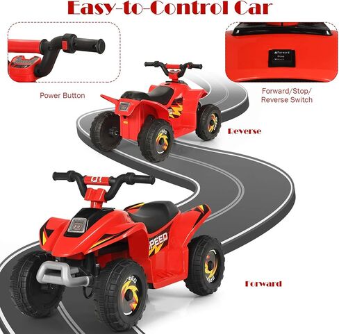 HONEY JOY Ride On ATV, 6V Mini Off-Road Battery Powered Motorized Quad for Kids, Anti-Slip Wheels, RWD 4-Wheeler Electric Ride On Toy Car for Toddlers (Blue) in Saudi Arabia