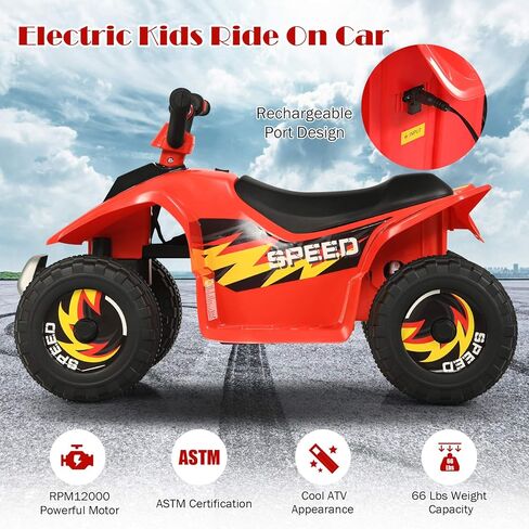 HONEY JOY Ride On ATV, 6V Mini Off-Road Battery Powered Motorized Quad for Kids, Anti-Slip Wheels, RWD 4-Wheeler Electric Ride On Toy Car for Toddlers (Blue) in Saudi Arabia