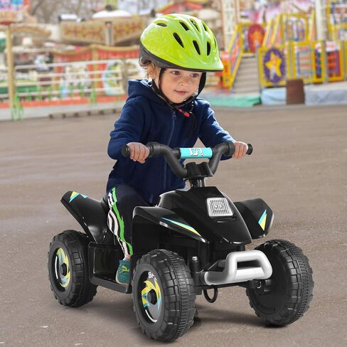 HONEY JOY Ride On ATV، 6 فولت بطارية صغيرة للطرق الوعرة تعمل بمحرك رباعية للأطفال، عجلات مضادة للانزلاق، سيارة ركوب كهربائية ذات 4 عجلات RWD للأطفال الصغار (أزرق) in Saudi Arabia