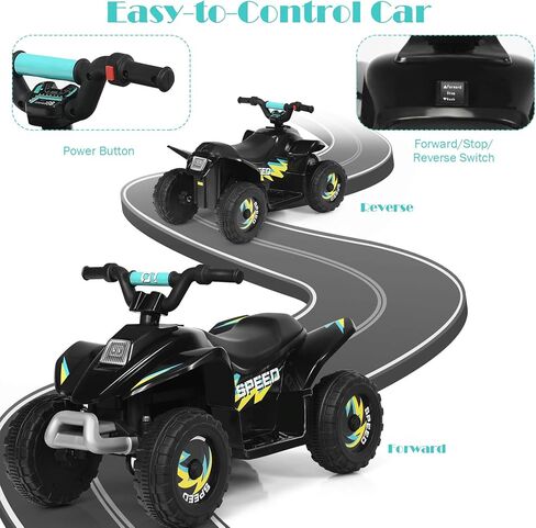 HONEY JOY Ride On ATV، 6 فولت بطارية صغيرة للطرق الوعرة تعمل بمحرك رباعية للأطفال، عجلات مضادة للانزلاق، سيارة ركوب كهربائية ذات 4 عجلات RWD للأطفال الصغار (أزرق) in Saudi Arabia
