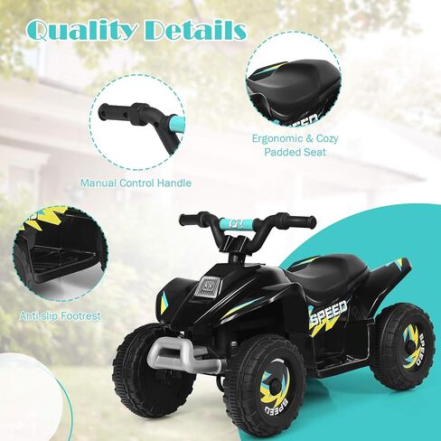 HONEY JOY Ride On ATV، 6 فولت بطارية صغيرة للطرق الوعرة تعمل بمحرك رباعية للأطفال، عجلات مضادة للانزلاق، سيارة ركوب كهربائية ذات 4 عجلات RWD للأطفال الصغار (أزرق) in Saudi Arabia