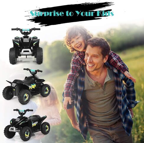 HONEY JOY Ride On ATV، 6 فولت بطارية صغيرة للطرق الوعرة تعمل بمحرك رباعية للأطفال، عجلات مضادة للانزلاق، سيارة ركوب كهربائية ذات 4 عجلات RWD للأطفال الصغار (أزرق) in Saudi Arabia
