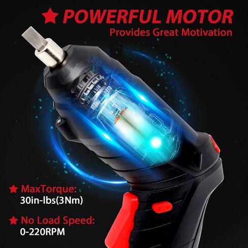 Cordless Electric Screwdriver, 3.6V Rechargeable Power Screwdriver with 47 pcs Accessories, usb charging, 3Nm Screw Gun, mini Carrying screwdriver set ​with LED Light for Father's Day Gift in Kuwait