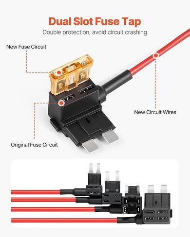 VEVOR Fuse Tap, 24 Packs, 4 Types 12V Car Add-a-Circuit Fuse Tap Adapter, Standard Mini Micro2 and Low Profile Mini Blade Fuses Holder, ATO ATC ATM Fuses Adapter Jumper for Cars Trucks Boats in Saudi Arabia